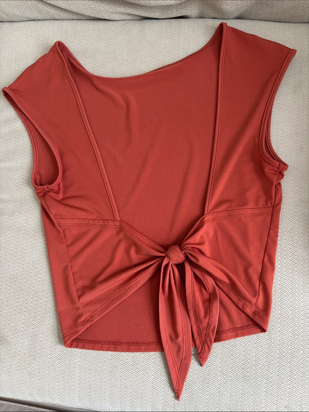 Backless Rust Red Tie-Back Top Sz S